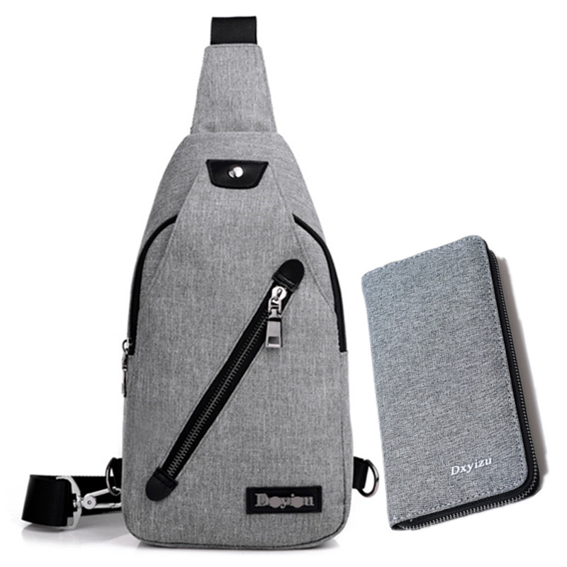 New casual shoulder bag chest bag men's Oxford cloth waterproof messenger bag student simple Korean version of the tide walking men's bag