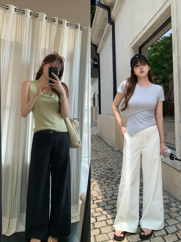 Ms. Luo__My New Favorite/A-Line Dress Pants, Lightweight Textured Fabric, Wrinkle-Resistant Casual Pants for Women