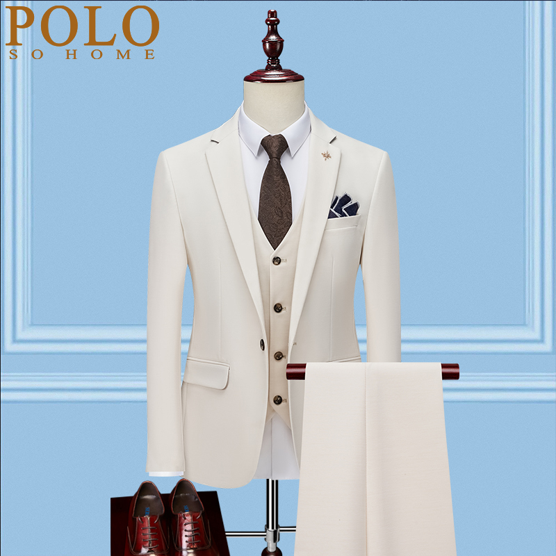 American Paul High-End Groom Wedding Suit Men's Autumn Suit Three-Piece Business Casual Suit