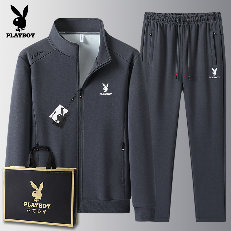 Playboy Dad's Spring and Autumn 2025 New Style Suit for Men, Middle-Aged and Elderly Casual Sports Two-Piece Set for Ages 40-60