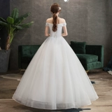 Корейское свадебное платье для невесты, открытые плечи, расшито цветами