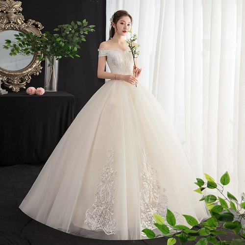 Корейское легкое свадебное платье на одно плечо, новый стиль 2025 года, мечтательное длиной до пола, супер сказочный темперамент, маленькая невеста, цвет шампанского, лесной стиль