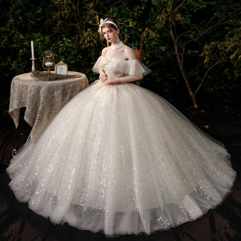 New Tide Lined Shoulders Wedding Dress Gown 2022 Brides Sexy New Super Fairy Dreamers Slim Landlords Spring Summer