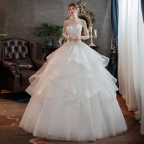 Taped chest light main wedding dress 2021 Spring New temperament bride French Starry Sky Super fairy small man puffy dress
