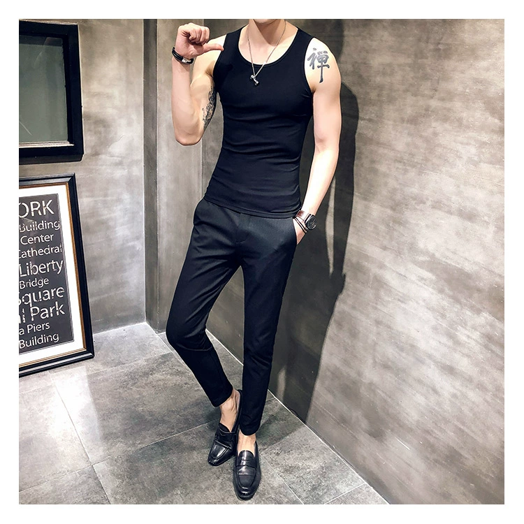 Áo vest nam cotton trẻ trung thoáng khí thể dục thể thao Kiểu dáng bó sát không tay bó sát đáy mồ hôi mùa hè - Áo vest cotton các loại áo ba lỗ nam