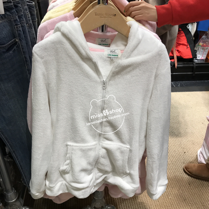 Hàn Quốc mua LINE FRIENDS x Winnie the Pooh Brown nam và nữ vài chiếc áo len trùm đầu sang trọng pijama lụa cao cấp