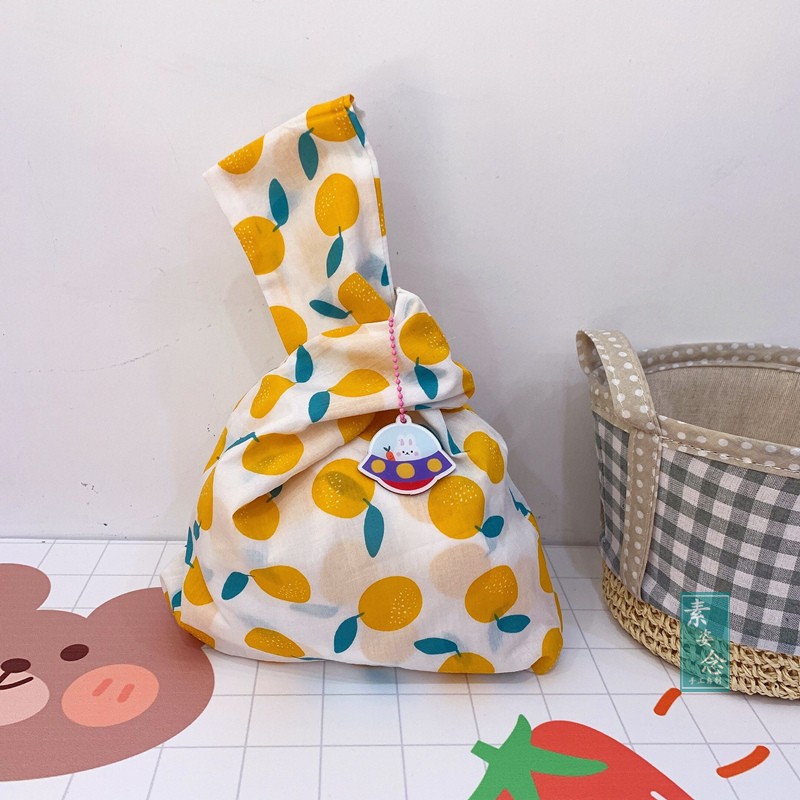 Little Orange2020 new pattern tide mobile phone Bag lovely tearful Wrist bag portable Canvas bag take a walk Japan and Korea Cartoon coin purse
