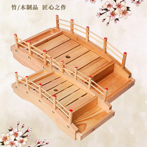 Japanese sushi plate Wooden sashimi platter Ice plate Specialty dish Creative small wooden bridge Japanese Japanese arched wooden bridge