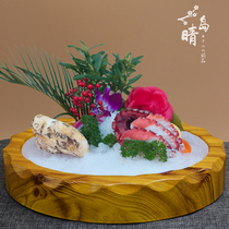 Dry ice creative tableware Sushi plate Melamine imitation wood grain Japanese mood dish creative salmon sashimi fish raw plate