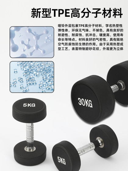 Round Head Fixed Dumbbells for Men's Fitness, Rubber-Coated Dumbbells, Flying Bird Gym Dumbbells, Fitness Equipment for Home Use, Free Shipping
