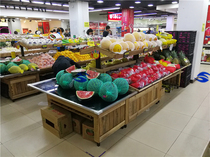Anti-corrosion wood double-layer fruit shelf vegetable rack Supermarket shelf Fruit and vegetable display rack Fruit and vegetable good fruit and vegetable shelf