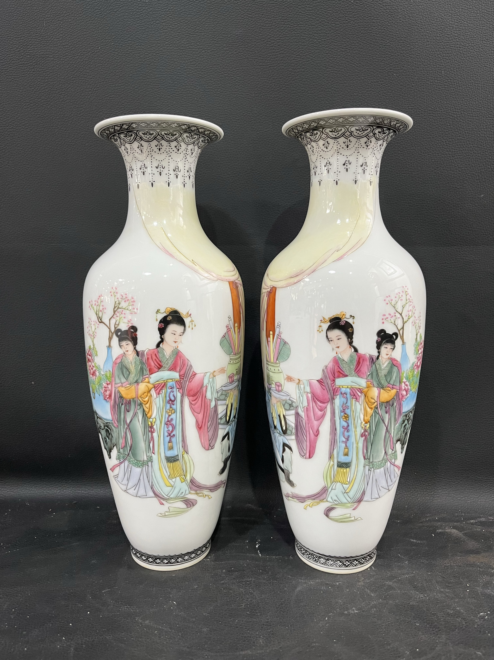 景德镇古玩古董瓷器清乾隆粉彩手绘福寿缠枝莲纹双耳瓶一对花瓶-淘宝