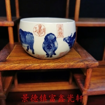 Jingdezhen All-handmood old faerfood firewood kiln Qinghua Handmood five-cow figure Masters cup Кубок Чан Кубок Гонгфу Кунг