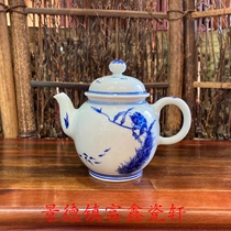 Jingdezhen factory goods ceramic firewood kiln hand-painted blue and white kingfisher playing fish flower and bird teapot Kung Fu tea set single pot fidelity