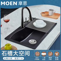 Moen quartz stone sink single tank kitchen black wash basin granite platform set 27905BL