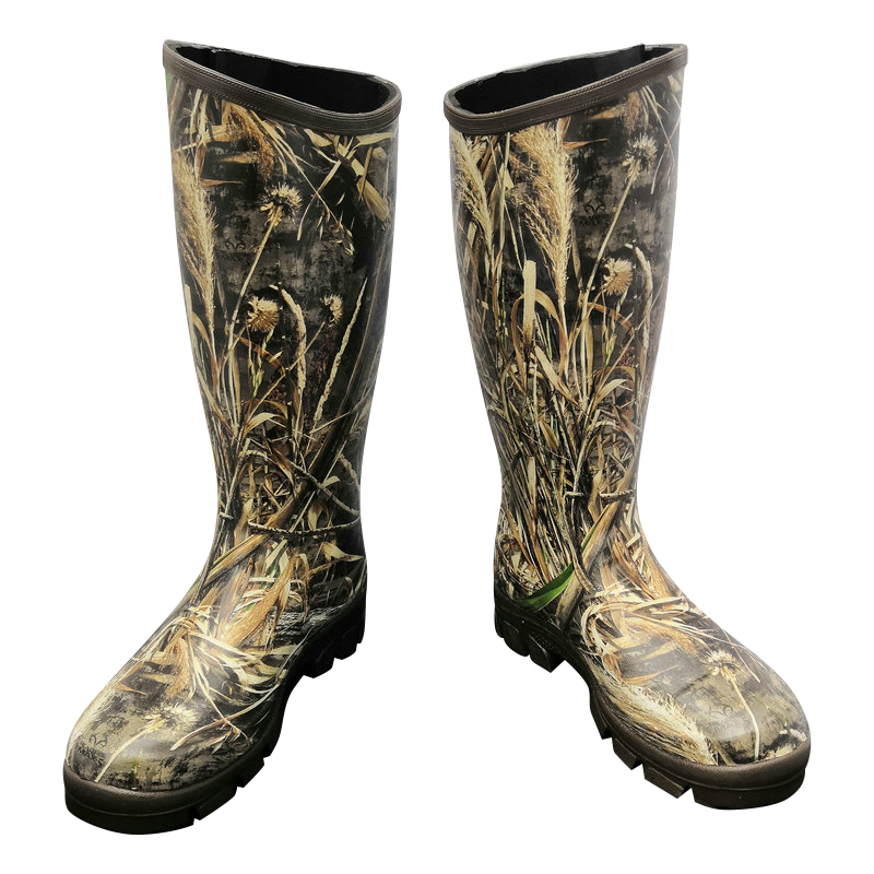 Rain boots Natural rubber non-slip waterproof camouflage water shoes Men's and women's large size rain boots mountaineering hunting men's rubber shoes snake bite