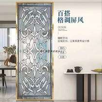 Customized entrance living room screen partition European and Chinese style tempered art glass double-sided light-transmitting church entrance craft