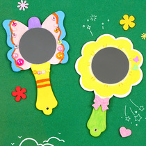 Childrens homemade diy sludge pearl mud wood mirror hand - made creative white embryo wooden toys in kindergarten