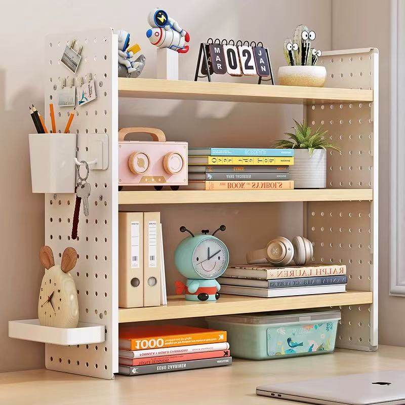 Desktop storage rack hole board desk bookshelf office workstation multi-layer storage rack student iron art finishing rack