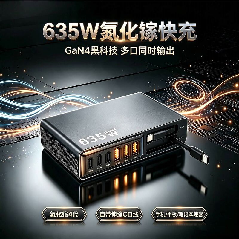 Gallium Nitride Charger Multi-Port USB Desktop Charging Station 140W High Power 635W with Built-In Retractable Cable Fast Charging for Apple 17 Huawei Mobile Phones, Tablets, Laptops Charging Dock Multi-Port Flash Charging Universal Gallium Nitride Charger Multi-Port USB Desktop Charging Station 140W High Power 635W with Built-In Retractable Cable Fast Charging for Apple 17 Huawei Mobile Phones, Tablets, Laptops Charging Dock Multi-Port Flash Charging Universal
