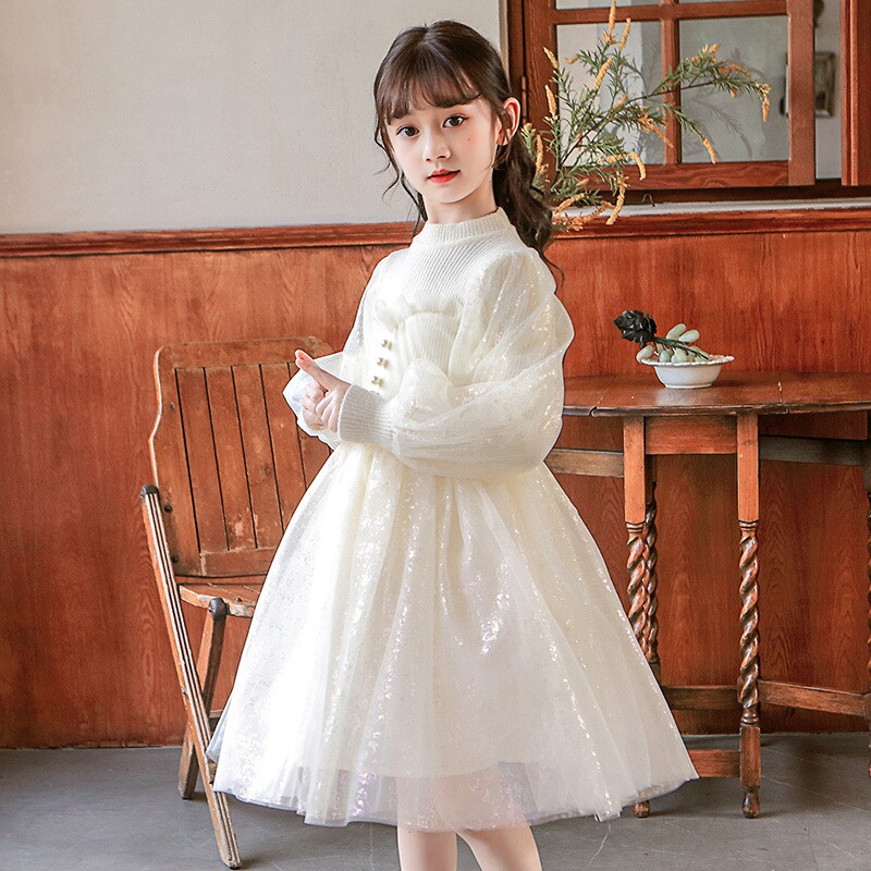 Oh Boy Dress Girl Spring Loaded With Children Princess Dress Knit Sweater Dresses Big Boy Foreign Pie Mesh Yarn Dresses