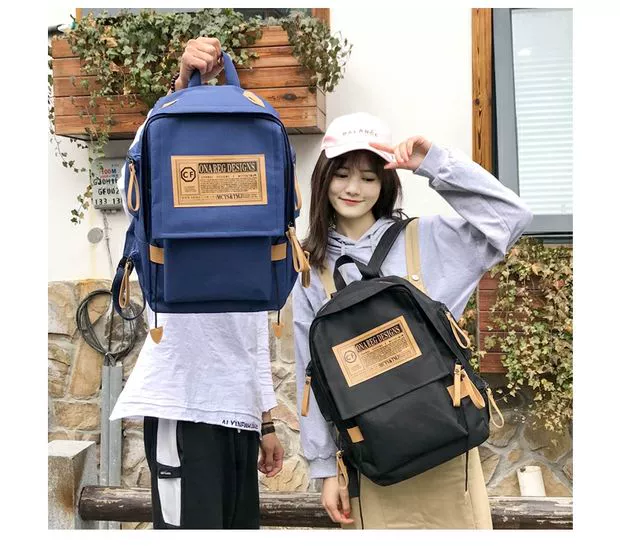 Canvas Hàn Quốc túi đeo vai nam ba lô máy tính túi đại học gió đại học túi nữ
