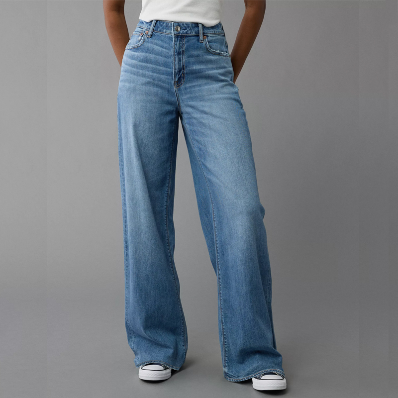 Meiying New Wide-Leg Pants Women's Jeans High-Waisted Stretchy Soft Plus Size Export Original Blue Pants Breathable
