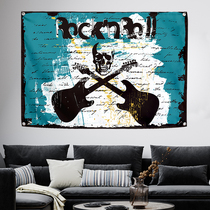 Customizable rock and roll shop guitar background cloth dormitory dormitory renovation decorative wall cloth bar restaurant flag hanging cloth