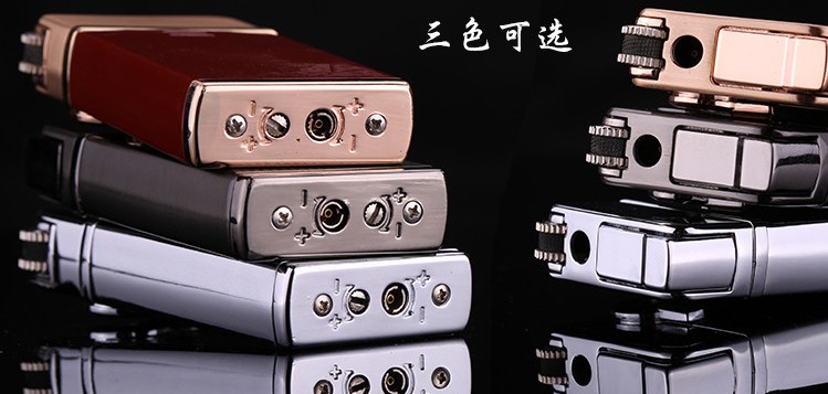 Authentic Zhongbang đôi lửa chuyển thẳng vào ngọn lửa mở nhẹ tùy chỉnh kim loại tùy chỉnh kim loại bánh xe điện tử thuốc lá nhẹ hơn - Bật lửa bật lửa điện plasma
