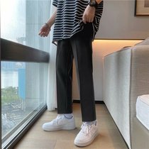 Pants mens casual trousers summer thin trousers Korean version of the trend slim straight tube Ice Silk nine-point trousers men