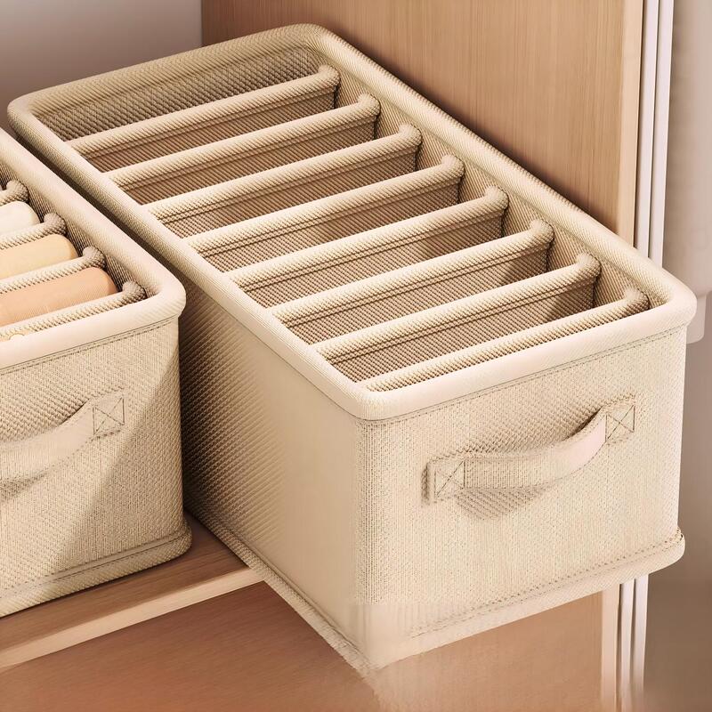 Japanese Clothes and Pants Storage Organizer, Home Wardrobe Clothing Sweater and Thermal Pants Compartment Storage Box, Foldable Storage Basket