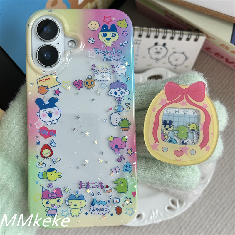 Mmkeke Retro Japanese Vintage Tamagotchi Game Console Double-Layer Imd Phone Case Suitable for iPhone 16 Pro Max Protective Cover Apple 15Pm Electronic Pet 14/13