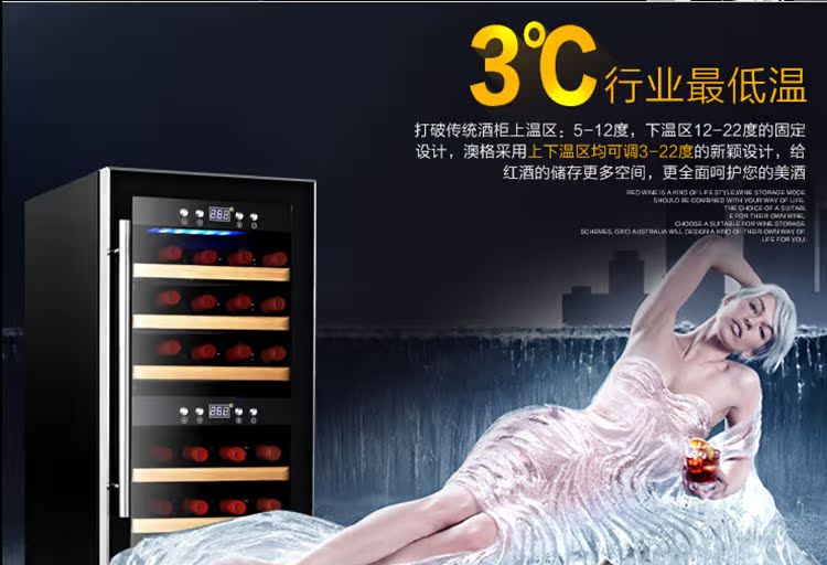 tủ rượu gỗ hương Viyonic SW-24 máy nén nhiệt rượu vang tủ lạnh rượu vang thanh đá đôi nhiệt độ vùng tủ rượu nhỏ - Tủ rượu vang tủ đựng rượu vang