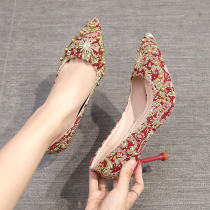 Wedding shoes Xiuhe wedding dress two wear 2021 New Chinese style red heels with bridal shoes green daily wear
