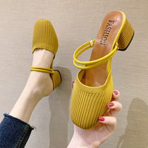 Milk shoes womens rough with Baotou half slippers women 2020 new shoes two wear womens sandals womens summer skirts