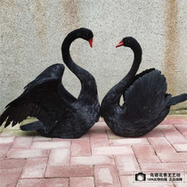 Simulation Feather Black Swan Adornment Indoor Home Swing film and TV Photography Props Animal Model Garden Ornaments