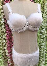 Vimi show feather bra underwear stage jazz suit ds performance lead dance costume sexy performance costume