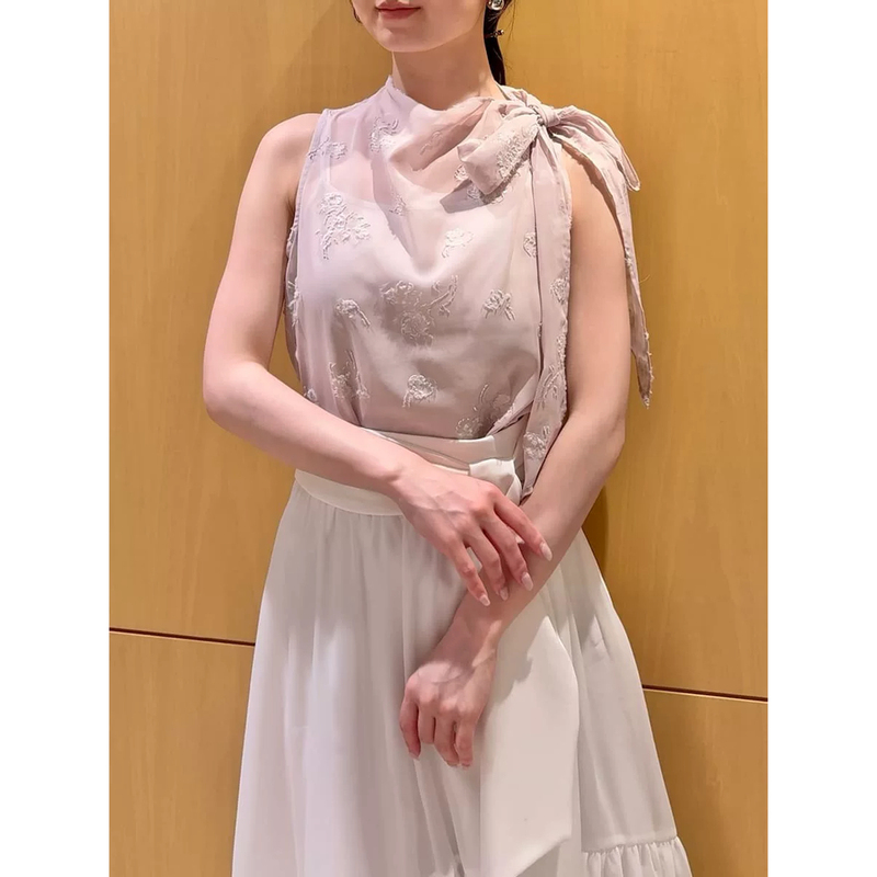 Xiaofei Fei Exclusive Original Ex-Boyfriend's Home Classic Japanese Flocked Fabric New Chinese Style Bow Ribbon Shirt
