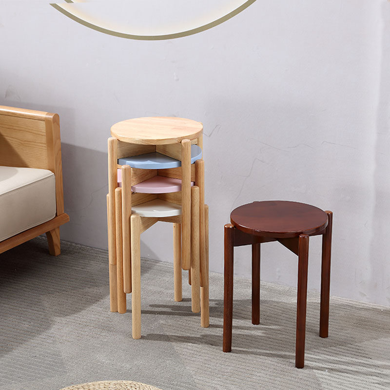 Solid Wood Round Stool Living-room Table Stool Home Little Bench Stackable minimalist Hyundai Fashion Creativity Hit short stool