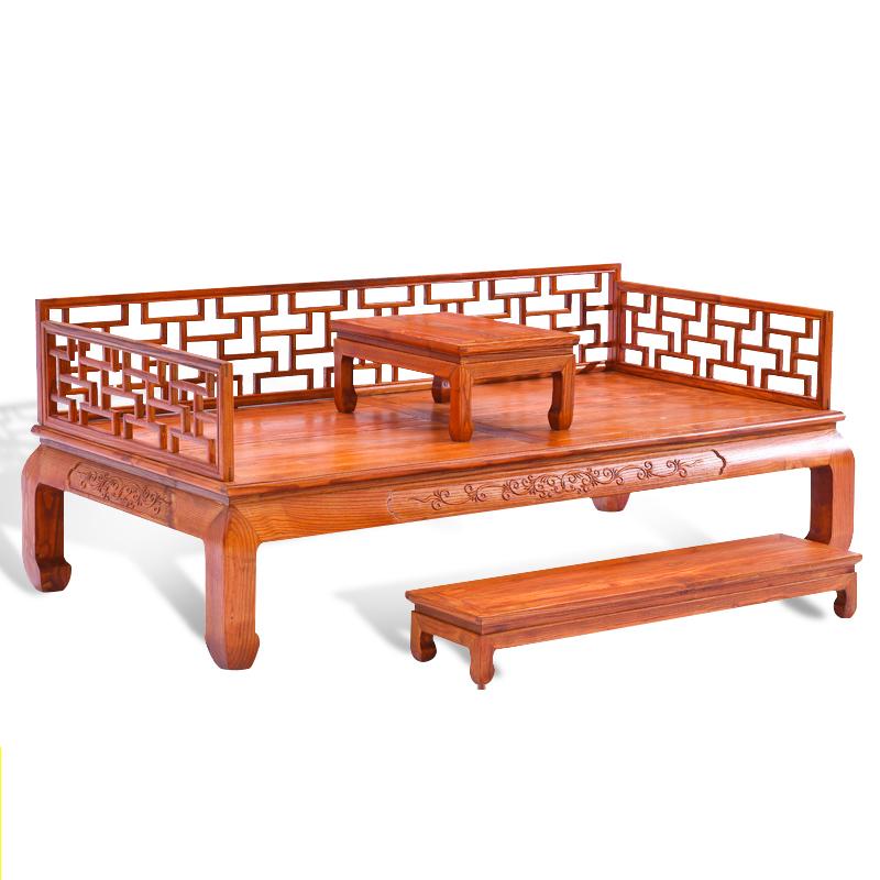 Ming and Qing Classic imitation antique red flowers pear color chicken wings ten thousand words plaid Chinese solid wood landscape grass dragon sculpted flowers