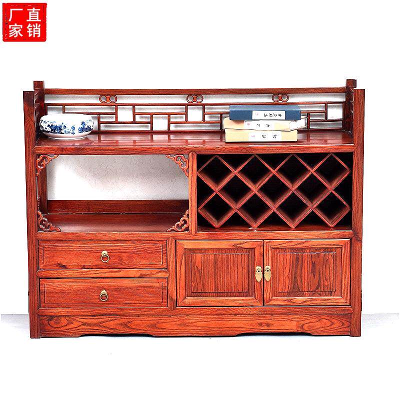 Classical Chinese antique furniture yellow safflower pear red sandalwood chicken wings original solid wood wine cabinet tea Cabinet sideboard
