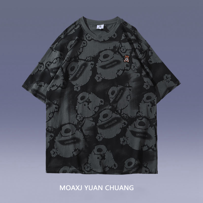 MOAXJ original tide brand 2021 summer new printed short-sleeved T-shirt summer loose Hong Kong style student couple men and women
