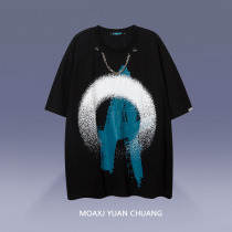 MOAXJ Original Tide Brand Trend Joker T-shirt Fried Street Top Loose Size Couple Short Sleeve Summer Men and Women