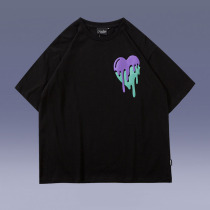 MOAXJ Original Tide Brand Retro Loose ins Graffiti Casual Joker Top Short Sleeve T-Shirt Fun Print Harajuku