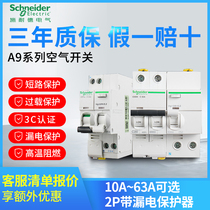 Schneider circuit breaker with leakage protector A9 series 2P63A air switch with leakage protection household main switch