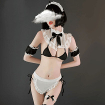 Sexy underwear maid three-point passion suit seduction lace split sex pajamas bed bra suit summer