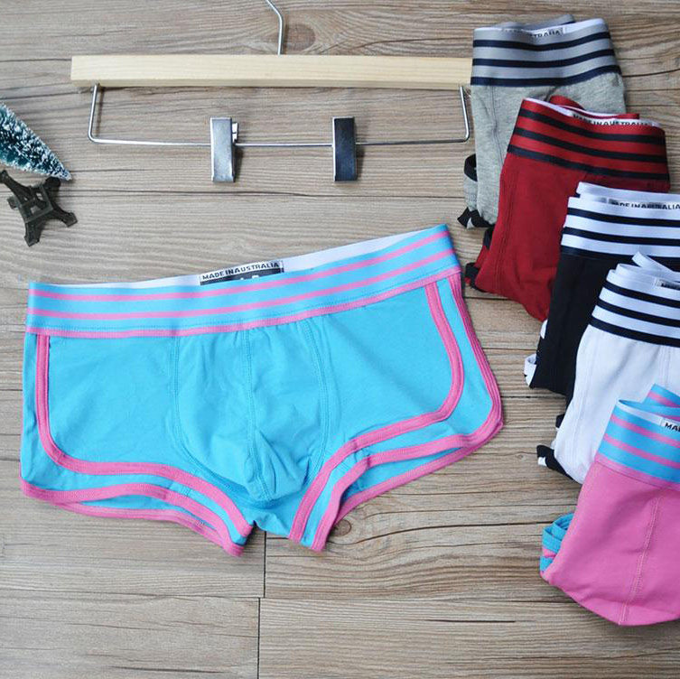 Pure men sports four corners of cotton side strip male flat pants pants tide male sensual safety pants