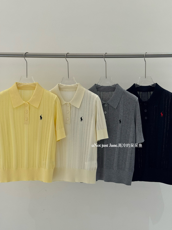 2025 New Summer Style Pony Logo Embroidered Polo Collar Short-Sleeved Knitwear Top Retro Right Shoulder Versatile Lapel t