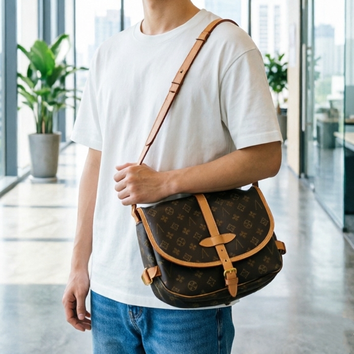 2026 New Men's Crossbody Bag Saddle Bag Gemini Messenger Bag Business Casual Men's Bag Shoulder Bag Folder Bag
