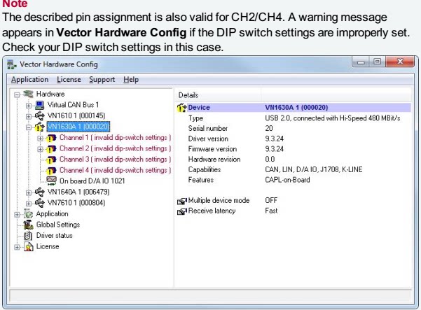 Rental Vector/Victor VN1630A supports two-way high-speed CAN, two-way LIN, and K-line